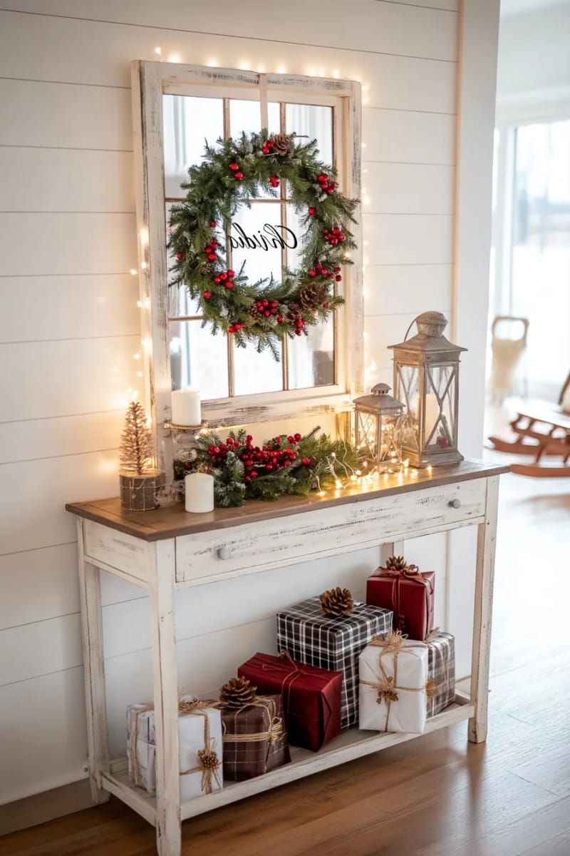 12. Vintage Window Frame Wreath Display - photo 3