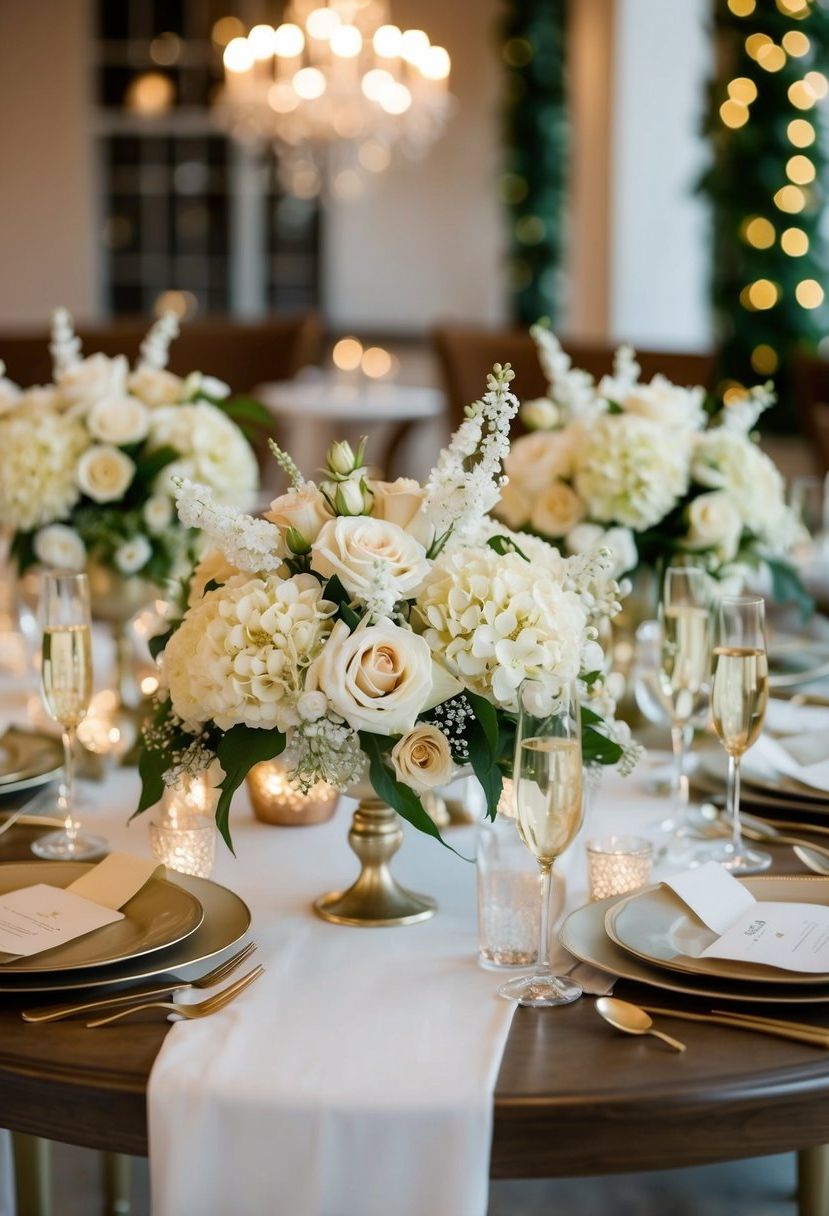 14) Champagne-colored artificial flowers