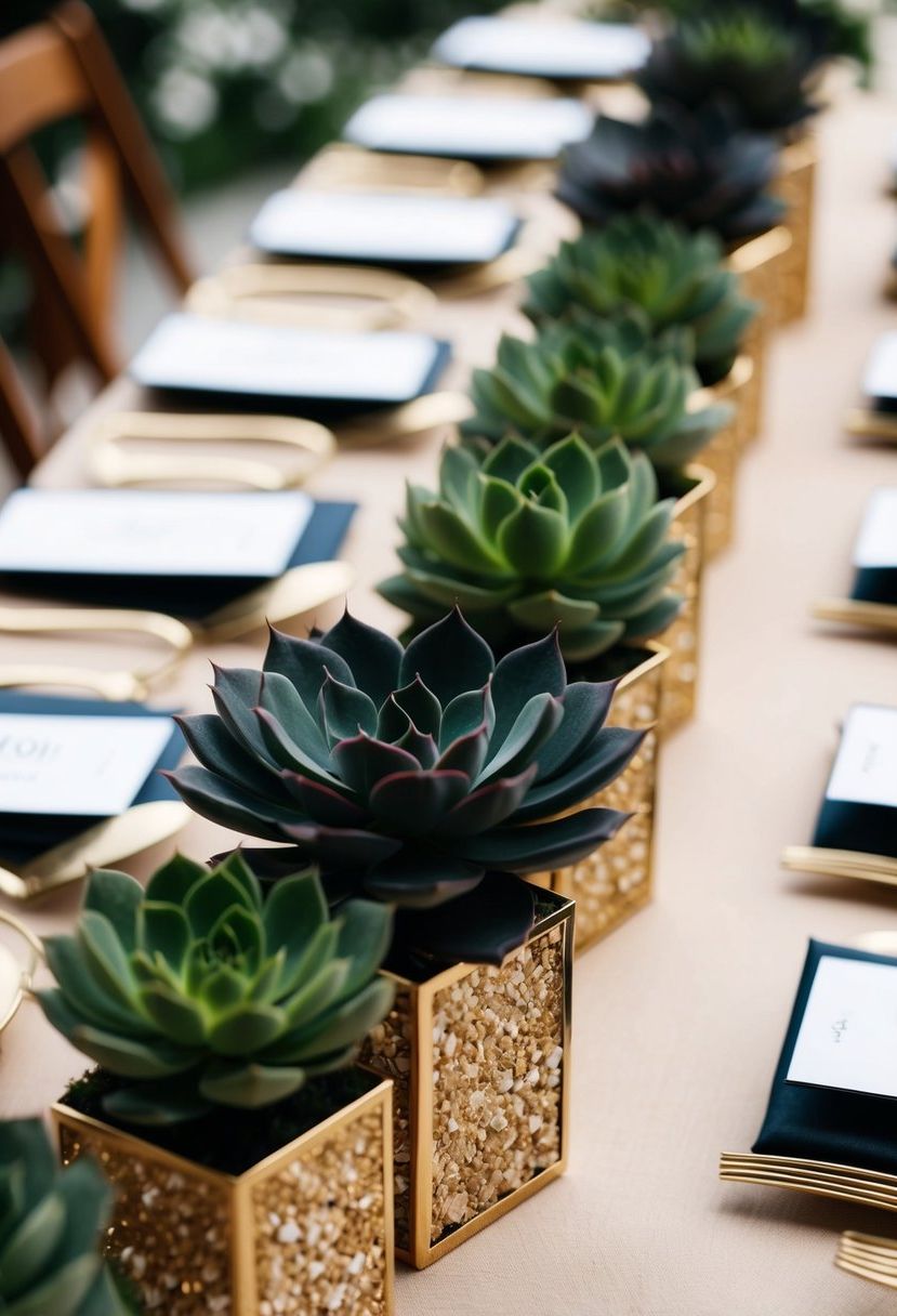 4) Green Plant Favors for Guests