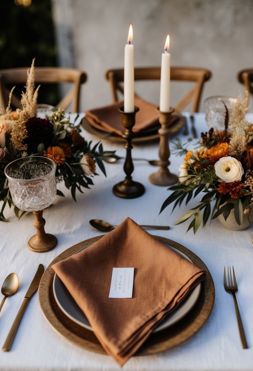 11) Earth-Tone Linen Napkins