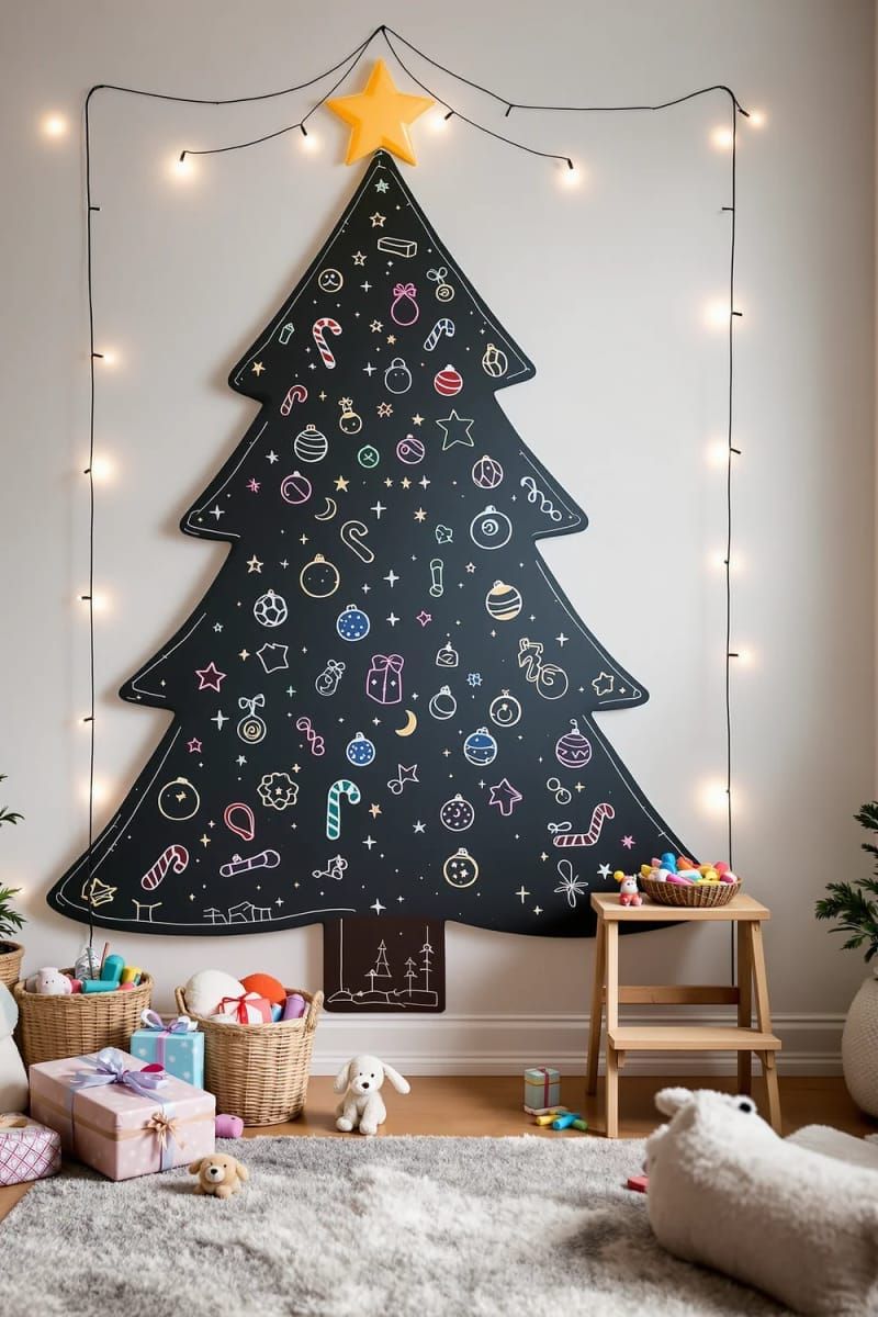 11. Chalkboard tree for daily doodle decorations