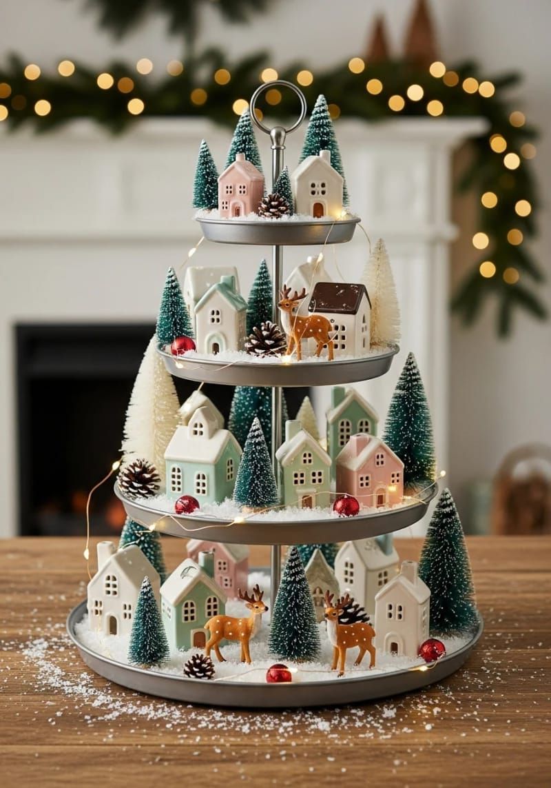 31. Tiered Tray With Mini Houses and Reindeer - photo 3