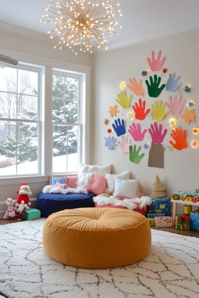 19. Paper tree built from layered kids' handprints - photo 2