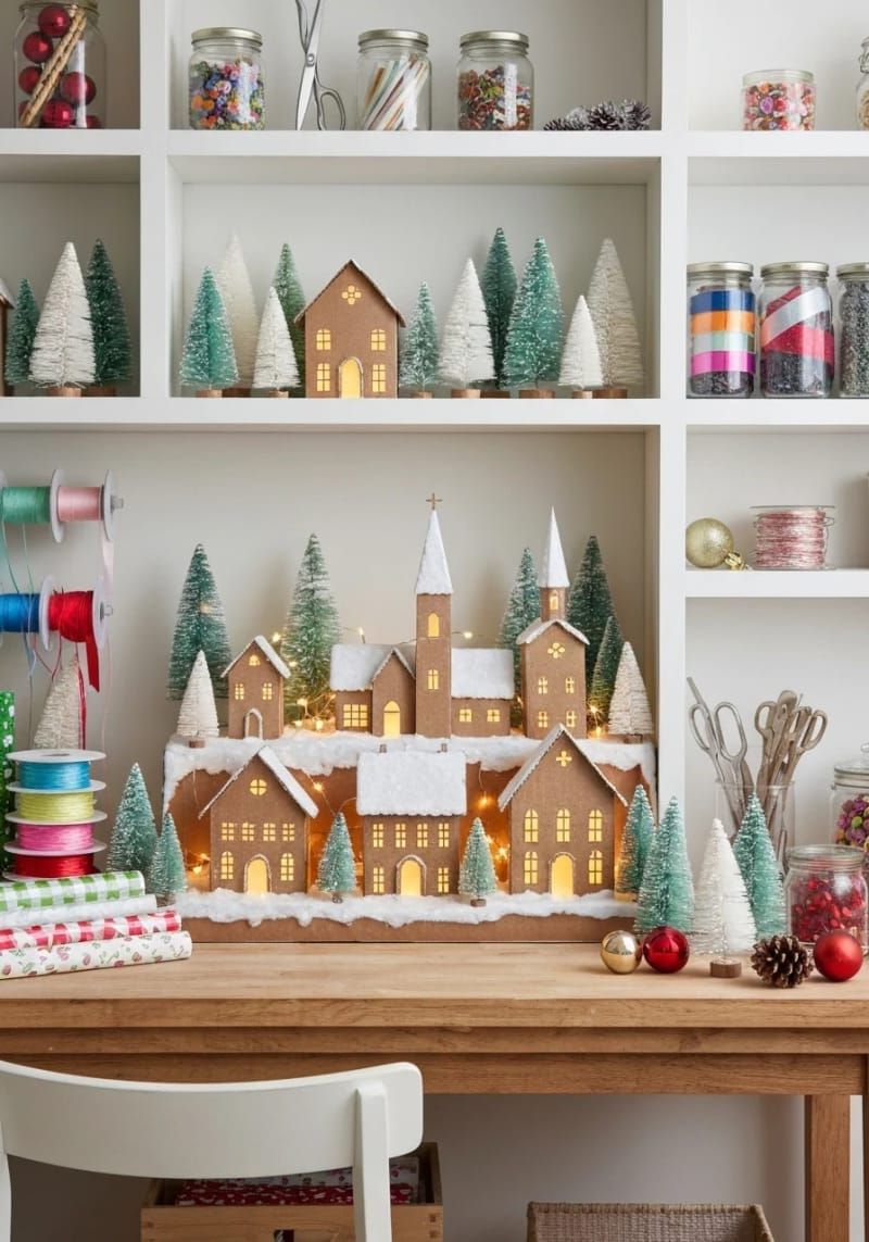 2. Cardboard Christmas Village Craft Table Display - photo 4