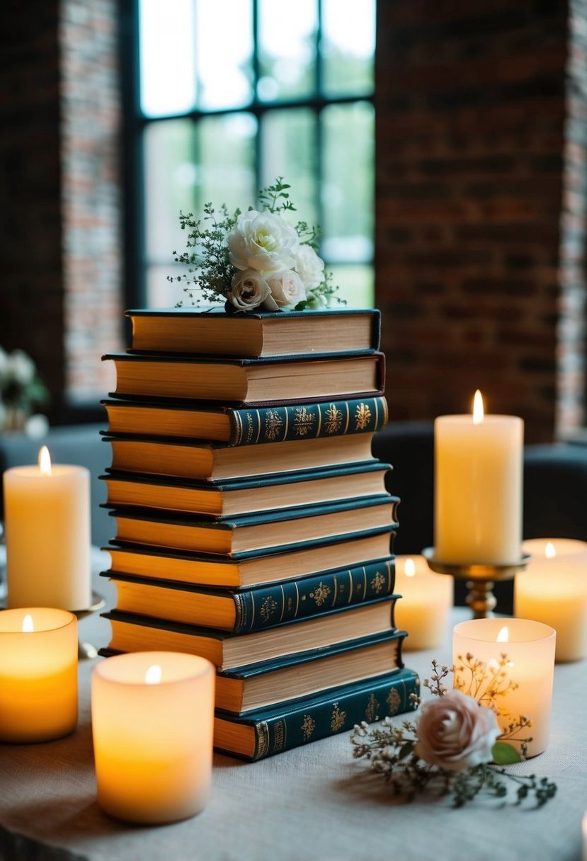 14) Retro Book Pile Decoration