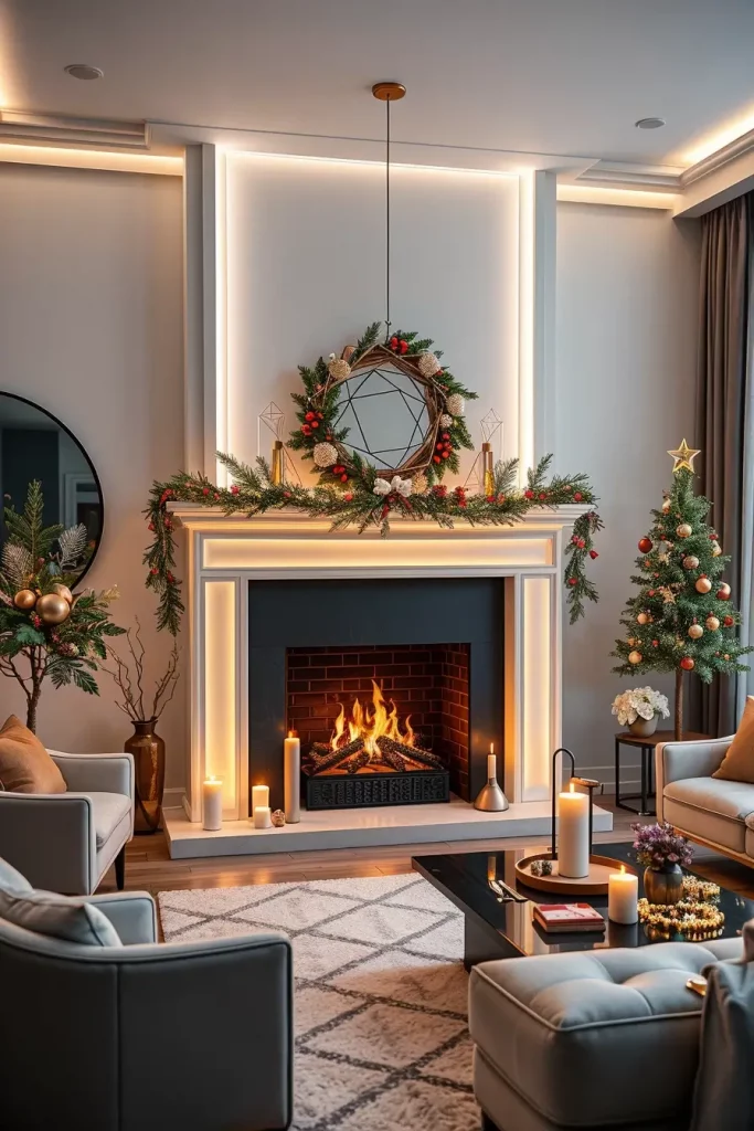 Decorating a Christmas Fireplace with LED Lights