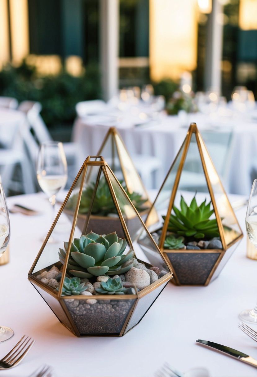 2) Succulents in Geometric Terrariums