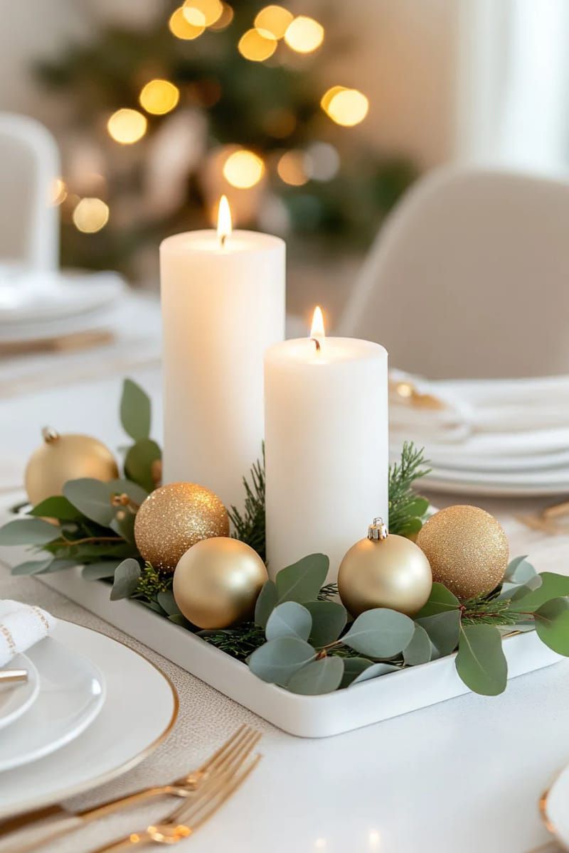 9. Modern Eucalyptus and Gold Bauble Display - photo 2