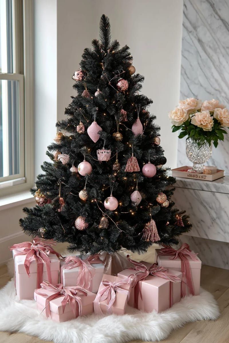 2. Jet-black tree styled with blush pink accents - photo 2