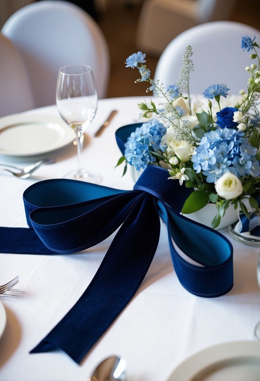 7) Navy Velvet Ribbon Accents