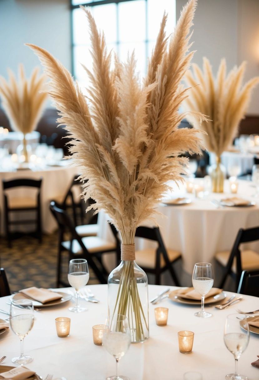 4) Centerpieces Featuring Pampas Grass