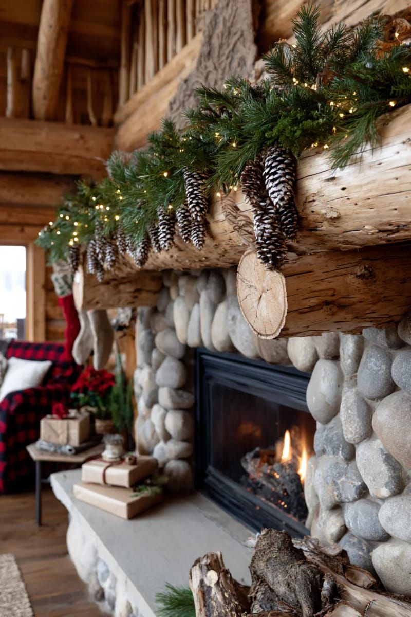 1. Pinecone Garland Over a Rustic Mantel - photo 2