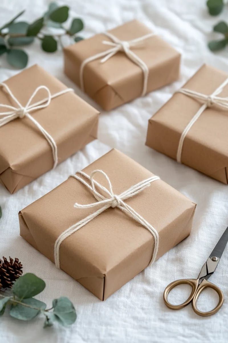 6. Kraft Paper Gifts Tied With Twine
