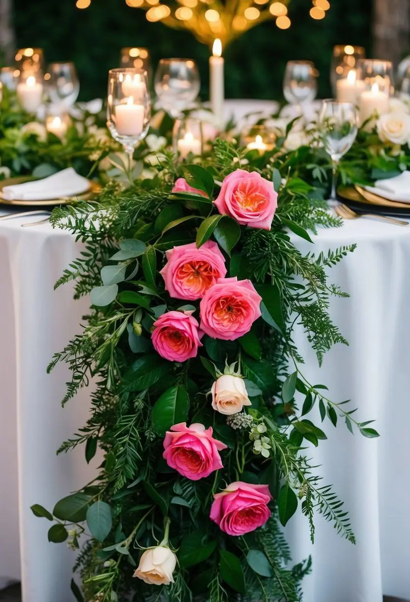 9) Rose-Accented Floral Garlands