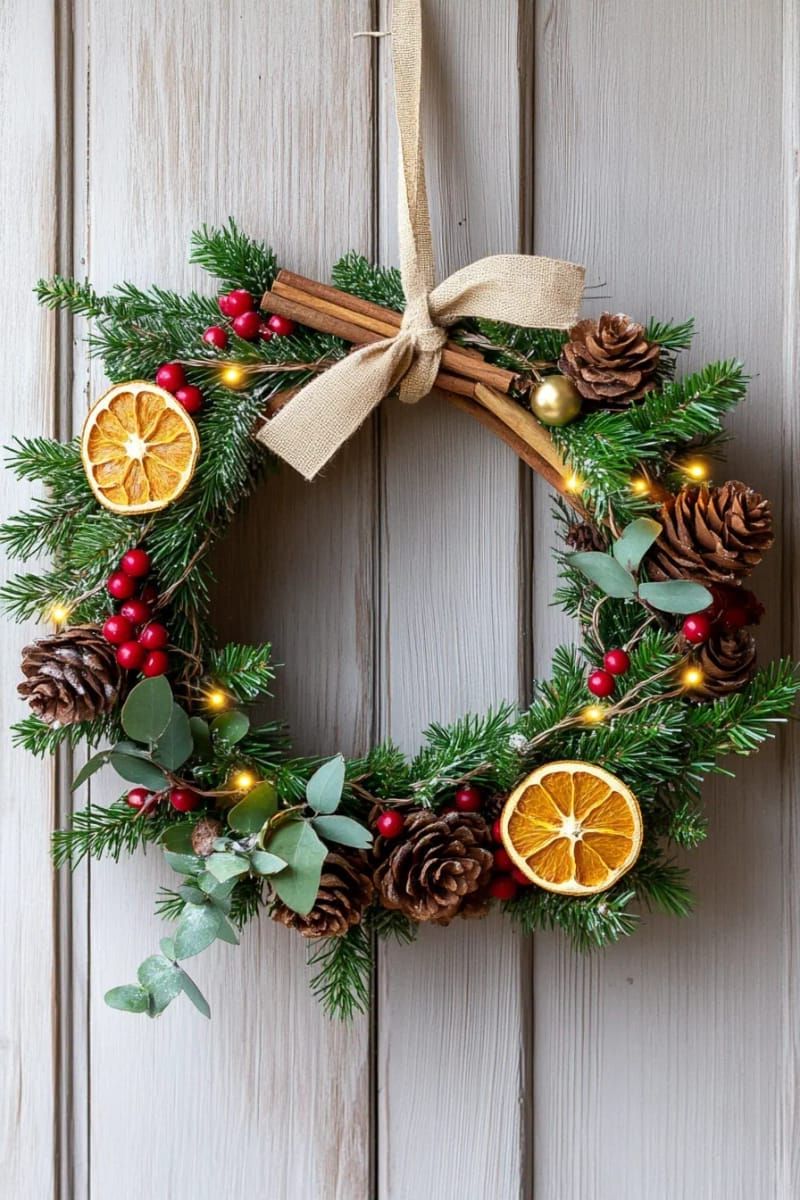 12. Cinnamon and Pinecone Wreath for the Entrance