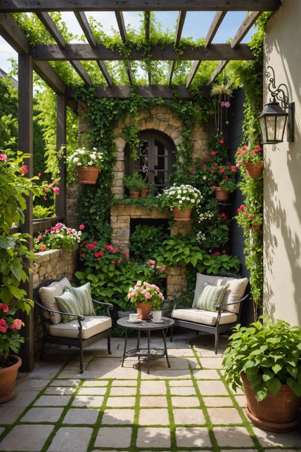 Corner Pergola with a Vertical Garden
