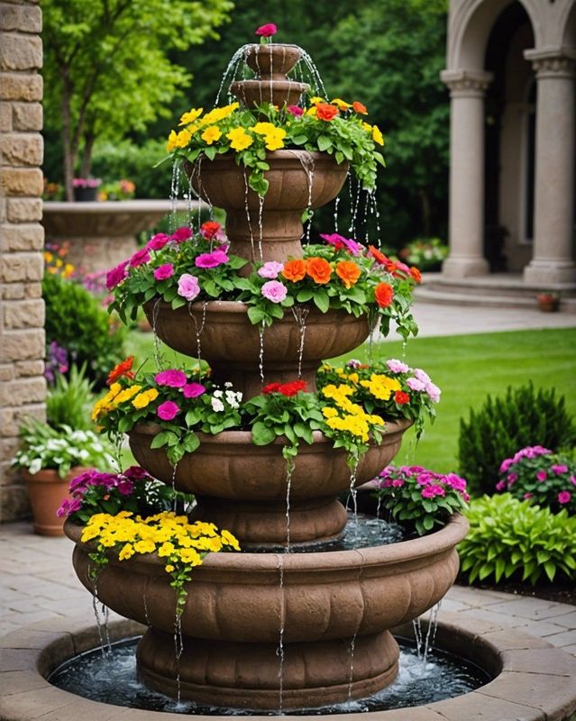 15) Tiered Fountain Flower Pot Setup