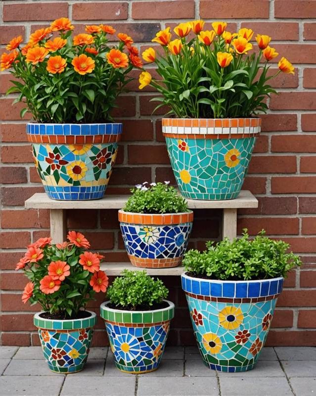 Mosaic Pattern Flower Pots