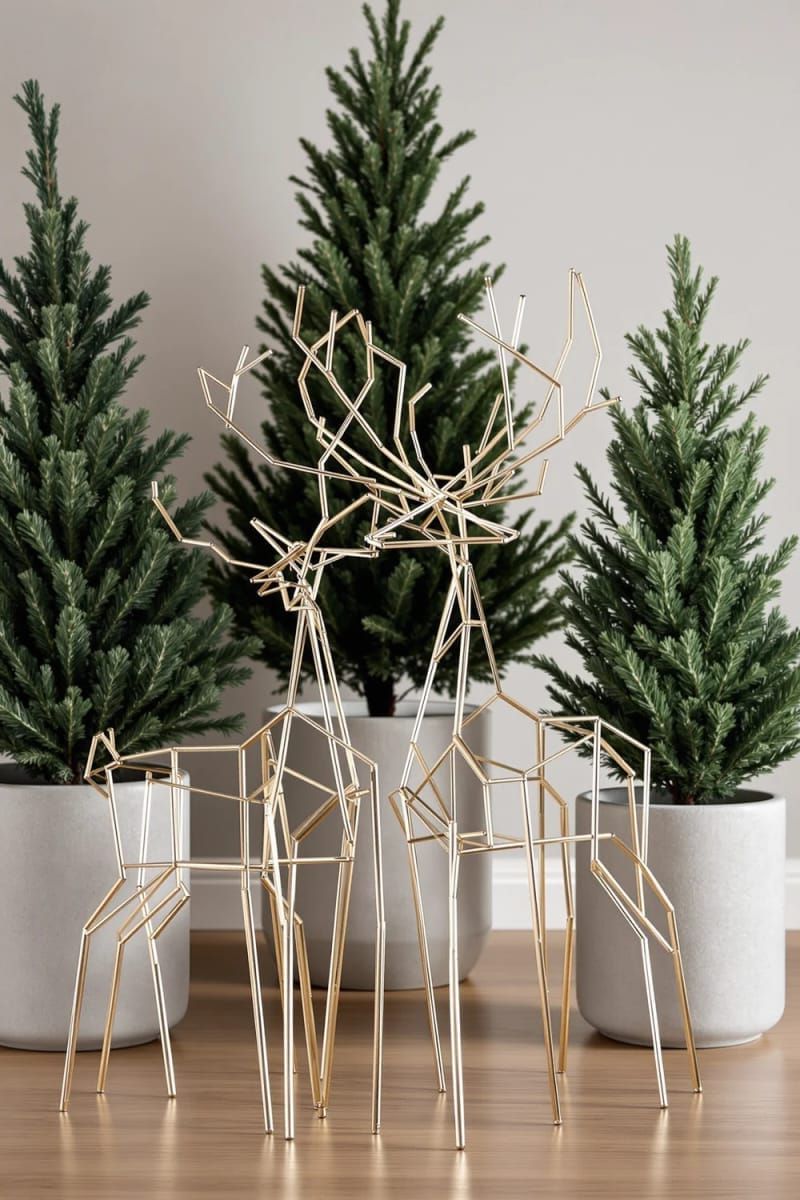 5. Wire-Frame Reindeer With Potted Evergreens - photo 2