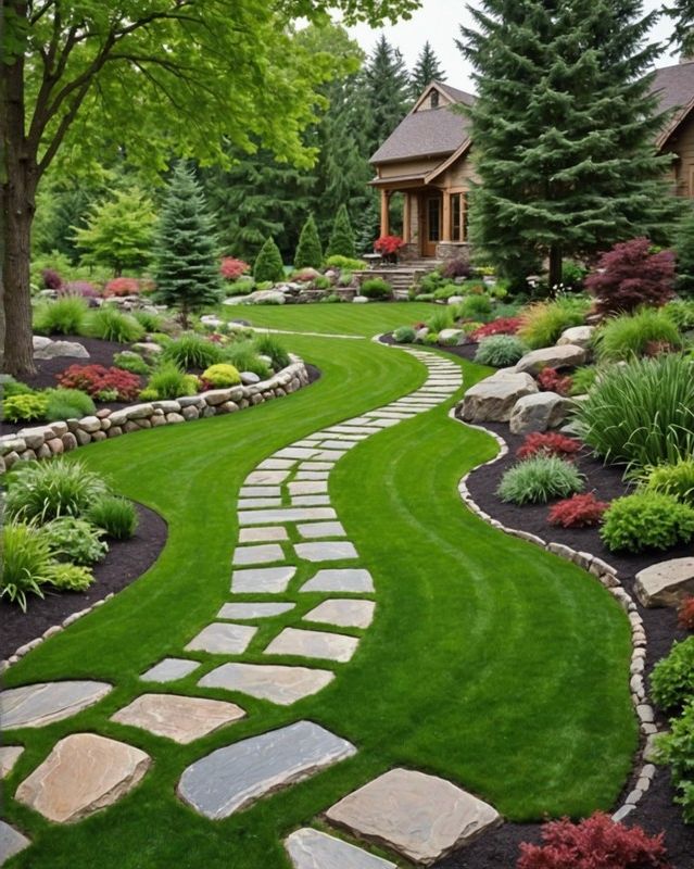Natural Stone Lawn Borders