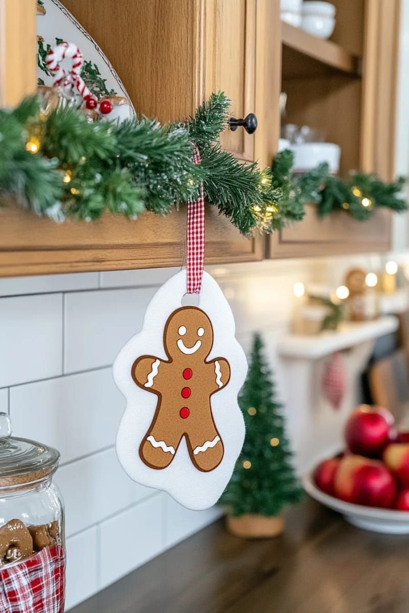 23. Gingerbread man iron-on kitchen tea towel design - photo 3