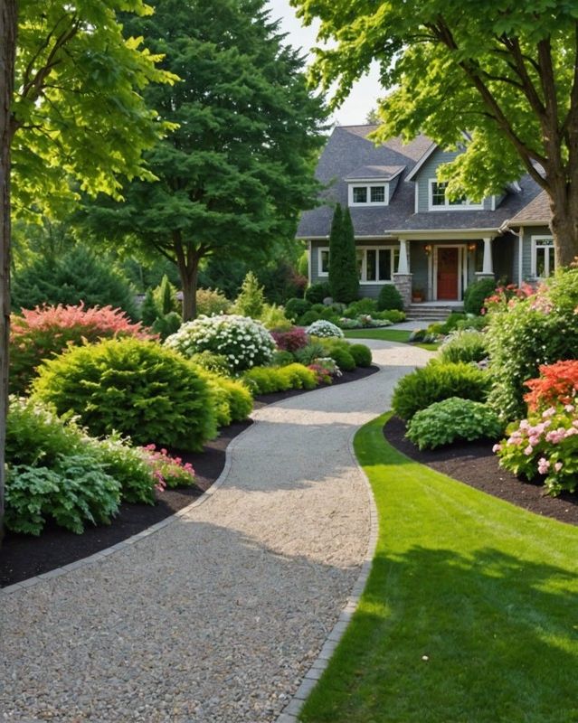 Gravel Driveway With Curved Border Edging