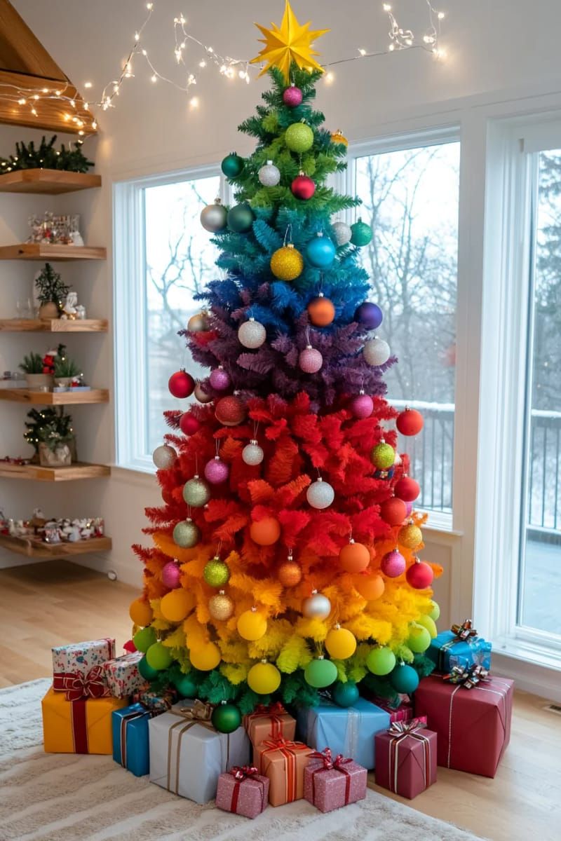 1. Ombre Rainbow Tree With Fading Ornaments and Matching Gifts - photo 2
