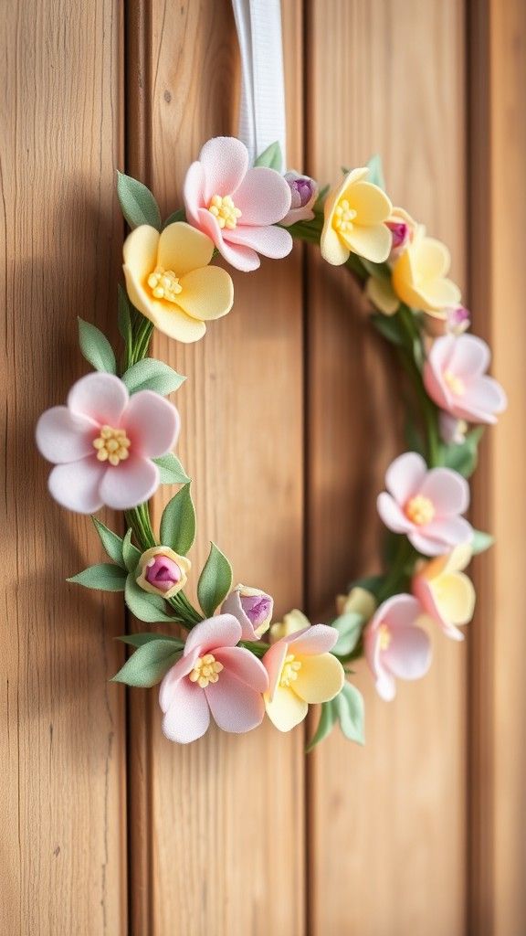 9 Felt Flower Wreath