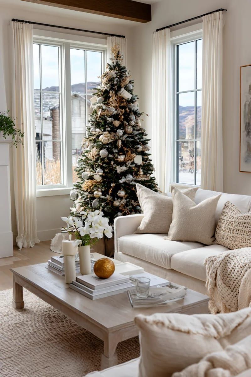 26. White And Gold Ornaments On A Simple Tree - photo 2
