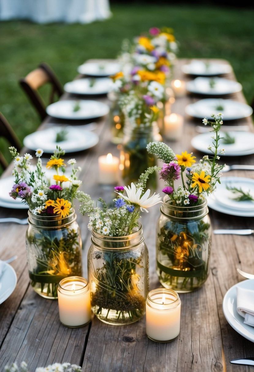 1) Mason Jar Centerpiece Ideas