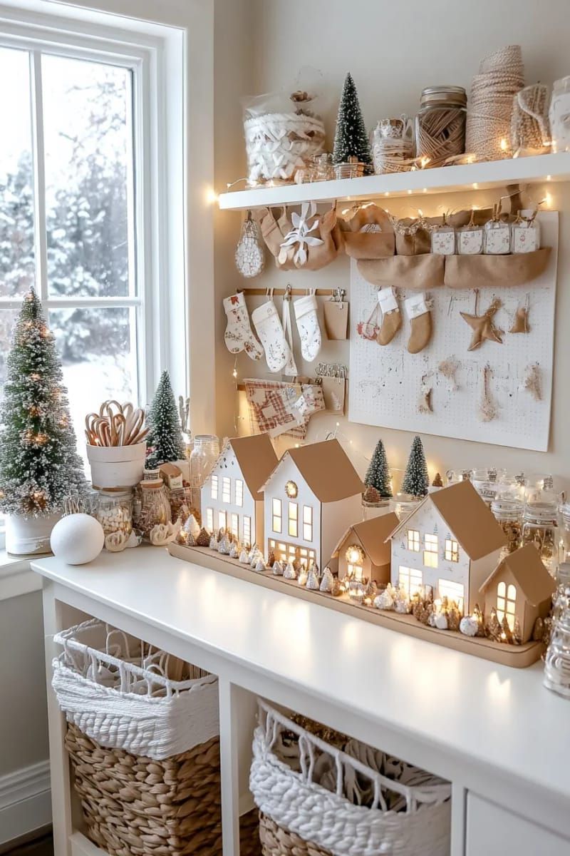 2. Cardboard Christmas Village Craft Table Display