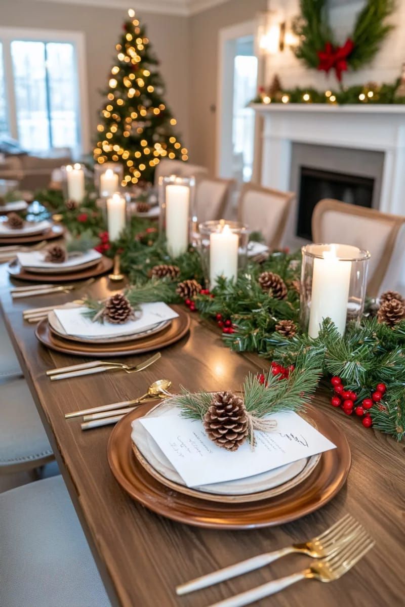 13. Pinecone Place Cards With Twine and Rosemary