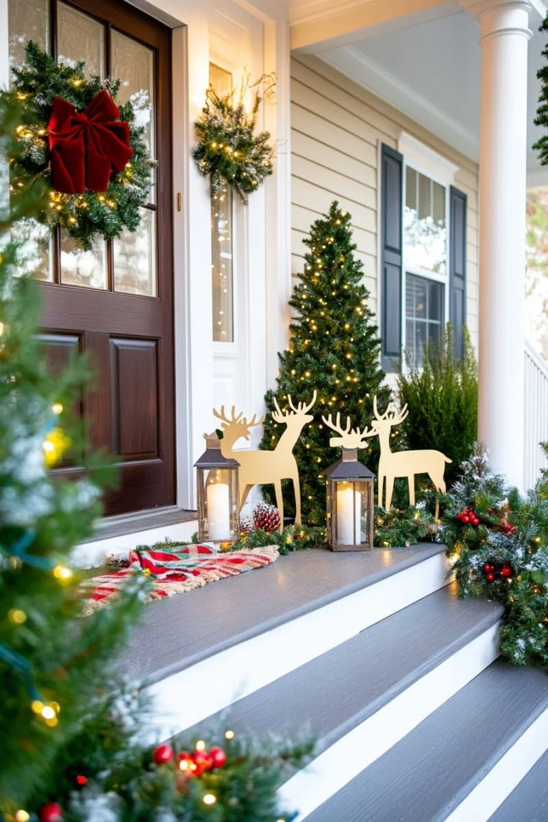 11. Lit-up golden reindeer yard silhouettes