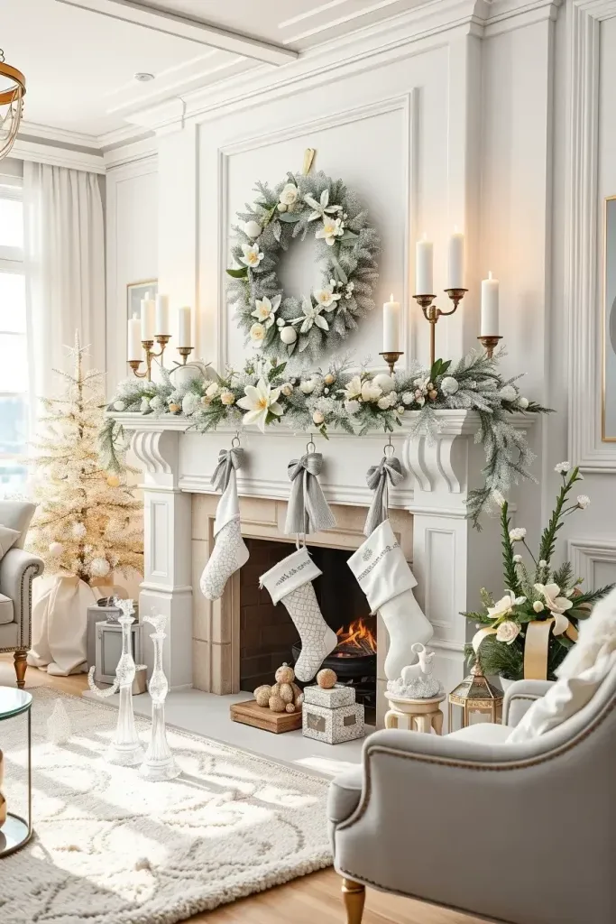 Ideas for a White Christmas Fireplace - photo 2
