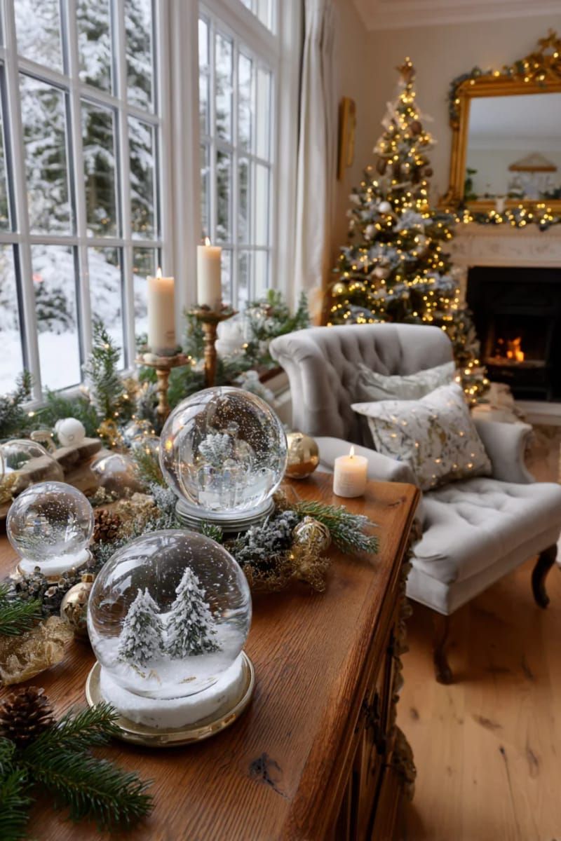 20. Whimsical snow globe collection displayed on a living room sideboard - photo 3