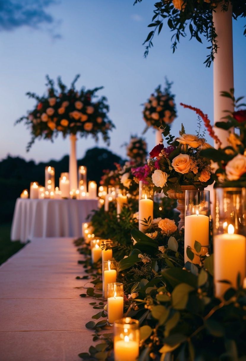 7) A candlelit walkway to the ceremony