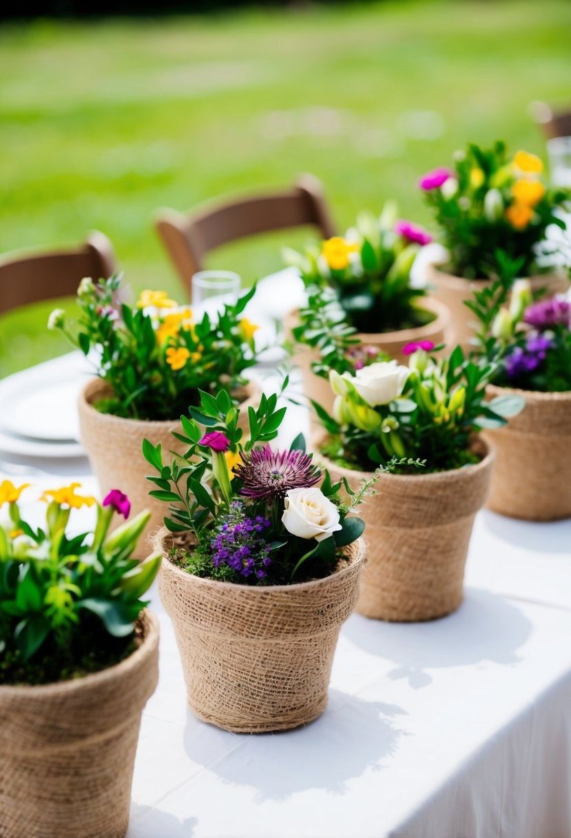 24) Hessian-Wrapped Pots