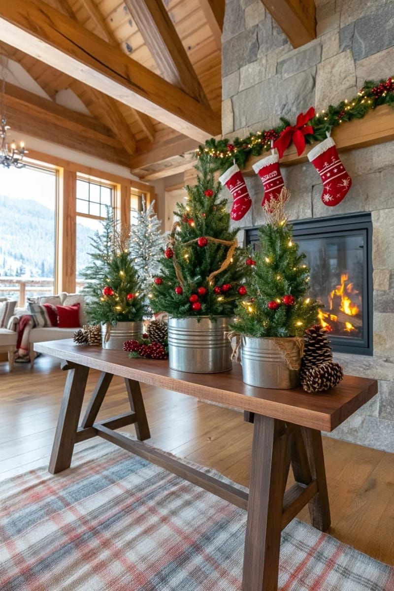10. Mini Christmas trees in rustic metal buckets - photo 3