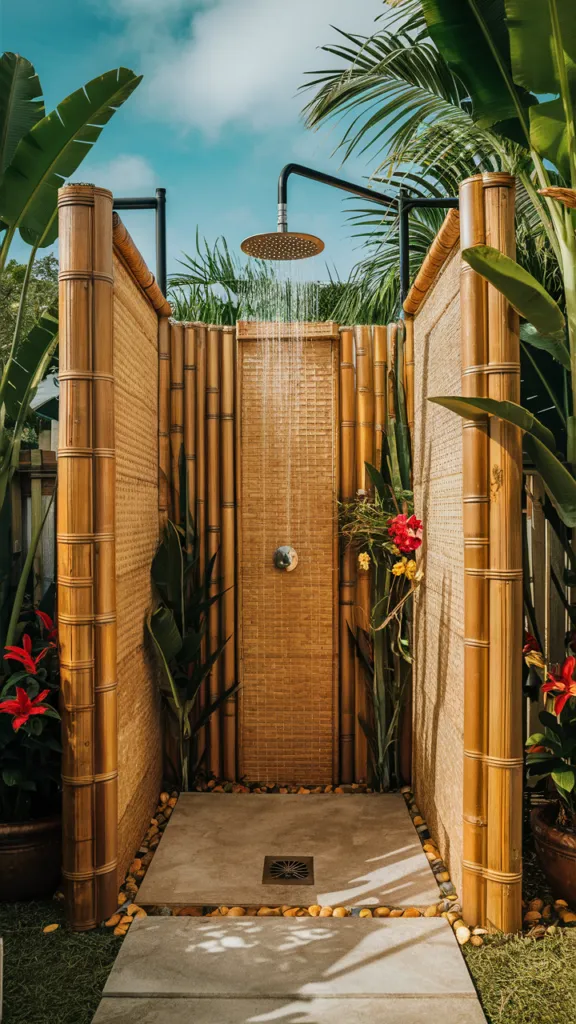 13) An Outdoor Shower with Tropical Style