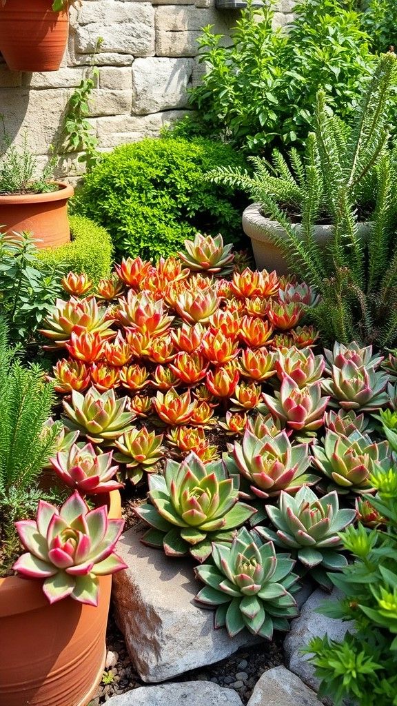 Add Texture with a Hens and Chicks Bed