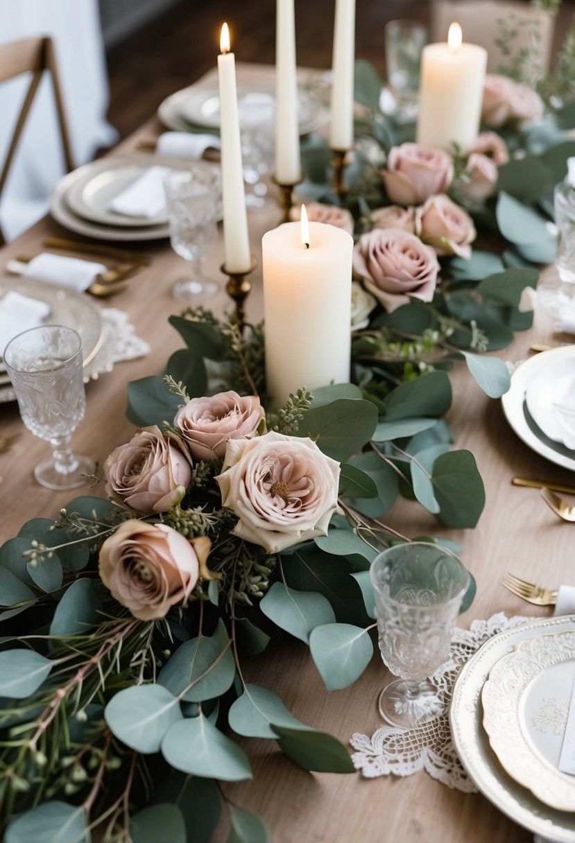 3) Combine dusty rose with eucalyptus