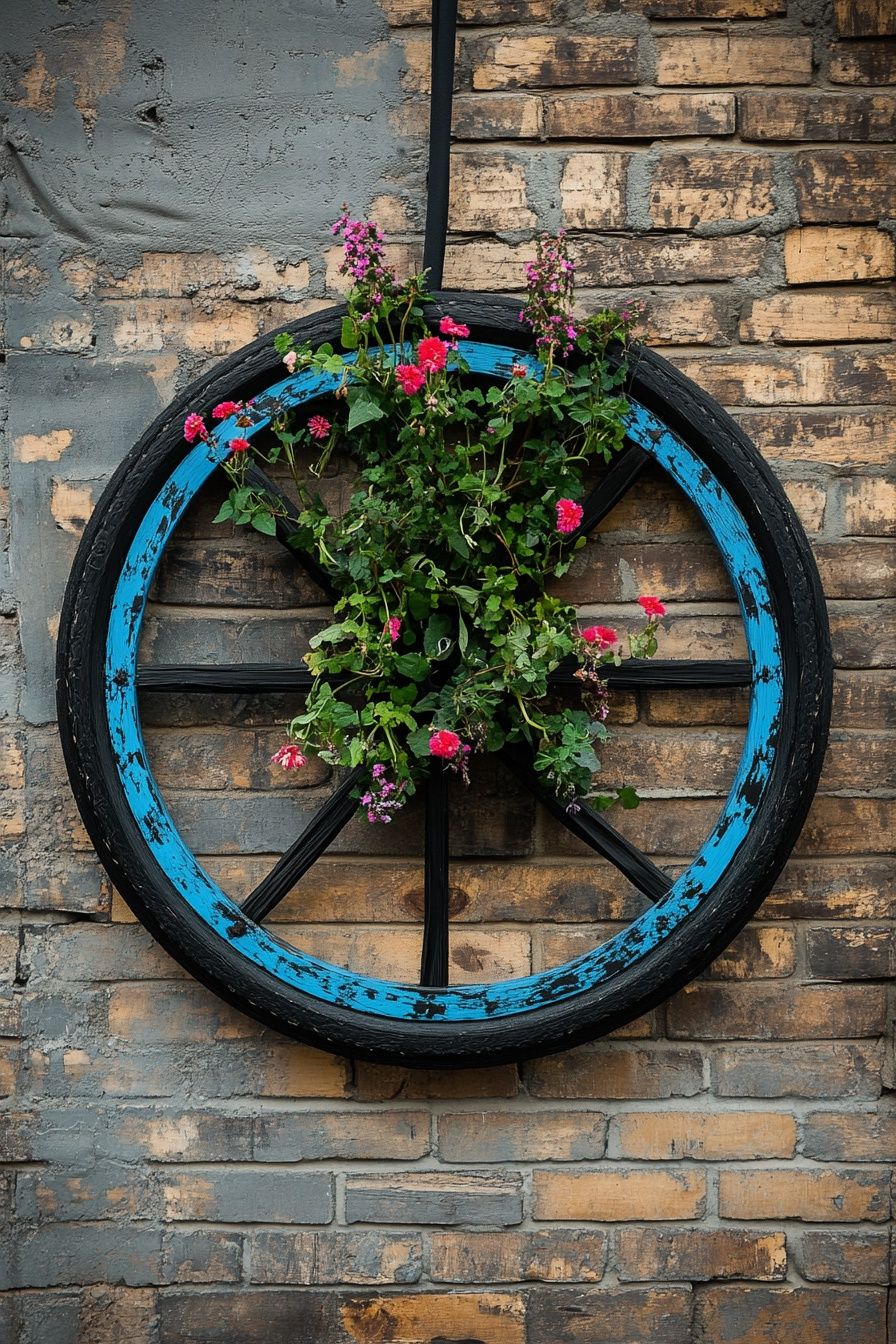 12. Make a Vertical Garden from a Wagon Wheel