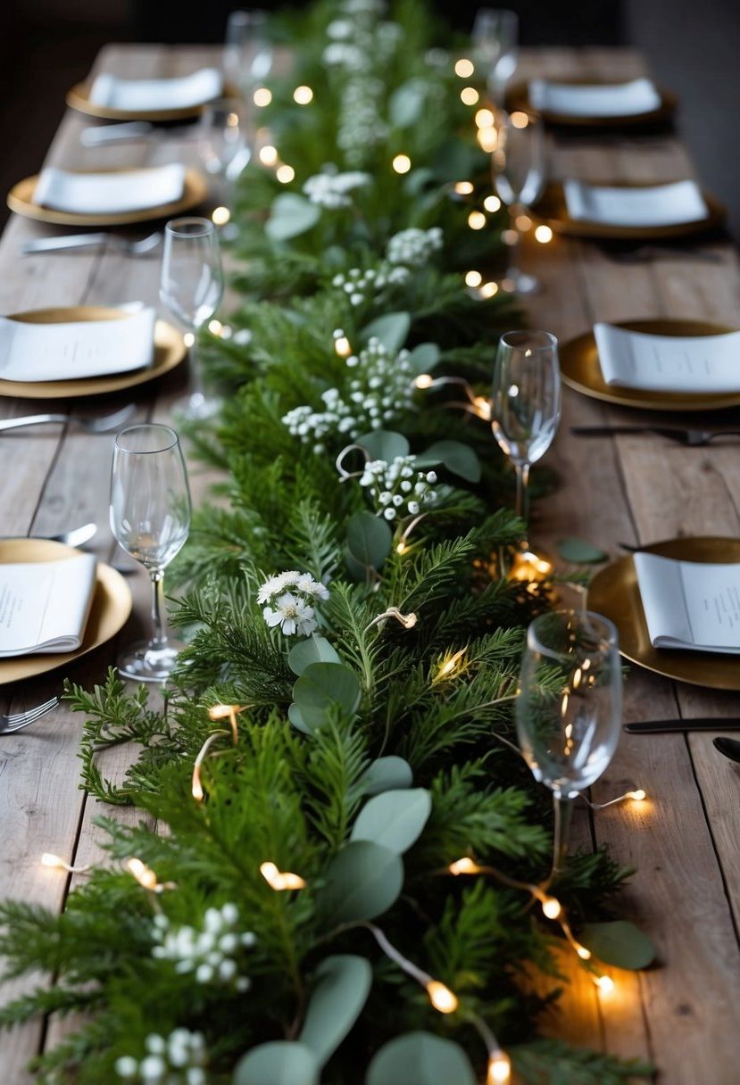 11) Greenery Garlands Down the Table