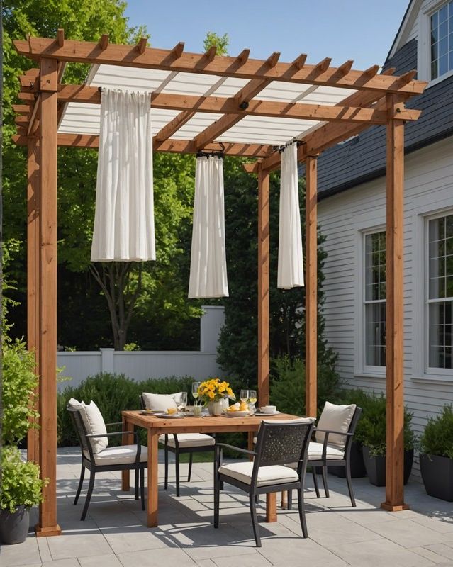 1) Pergola With Retractable Canopy Cover