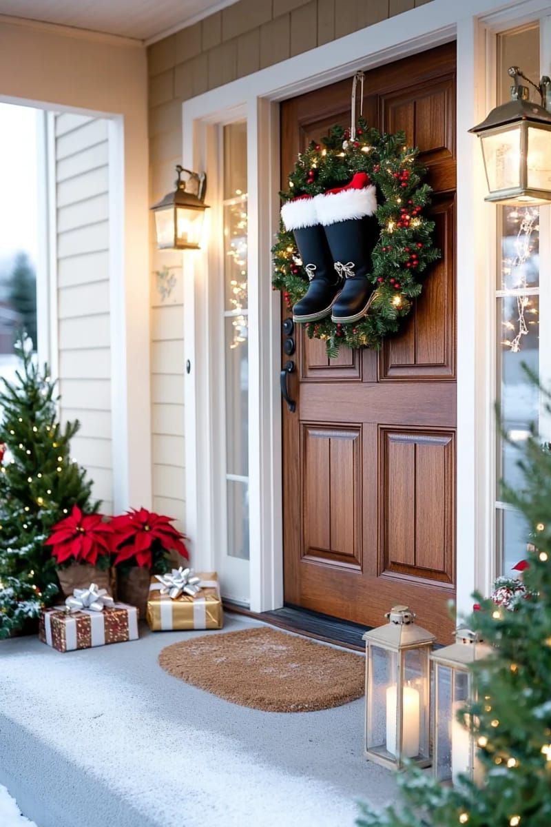 8. Santa Boots Peeking Over the Doorframe