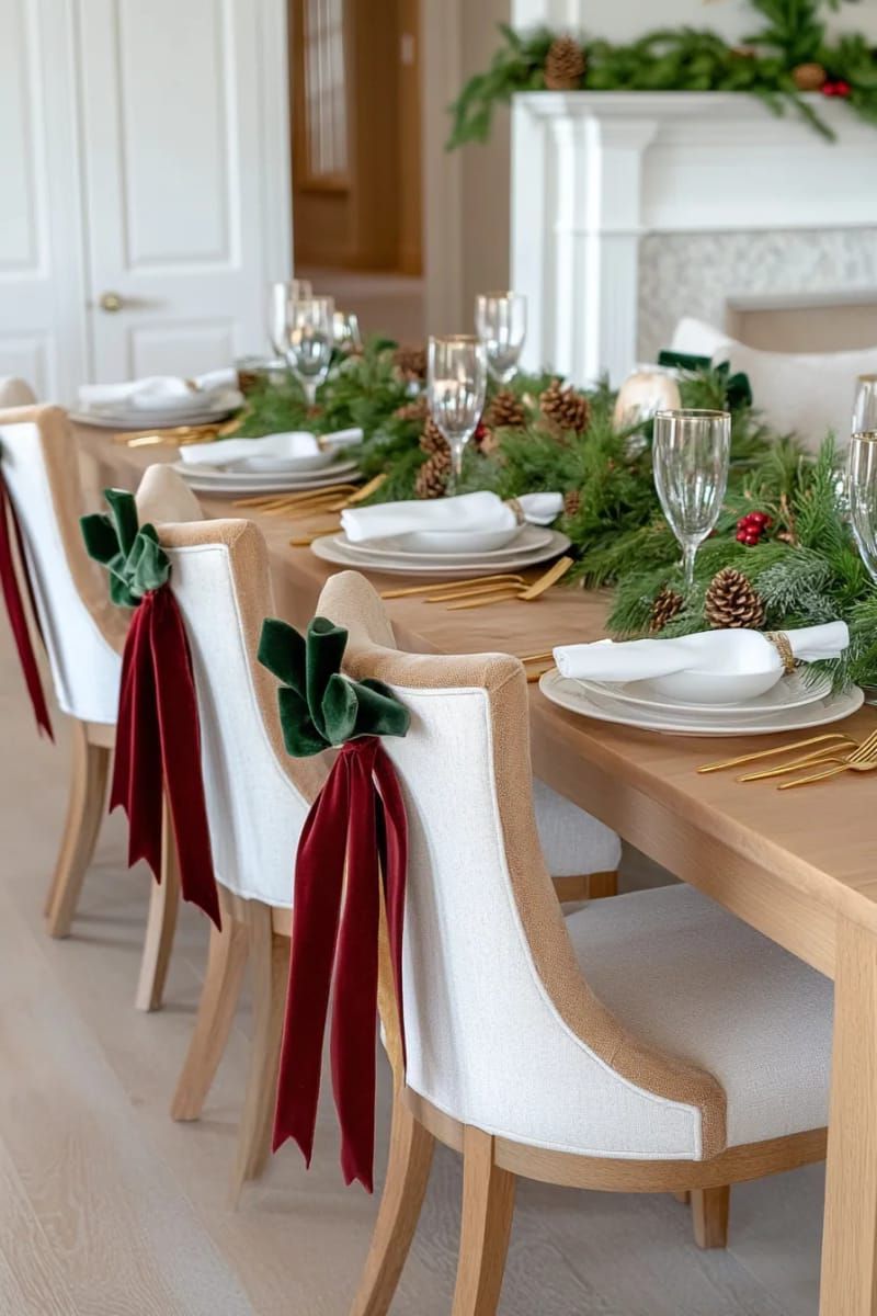 30. Green Garlands on Dining Chair Backs