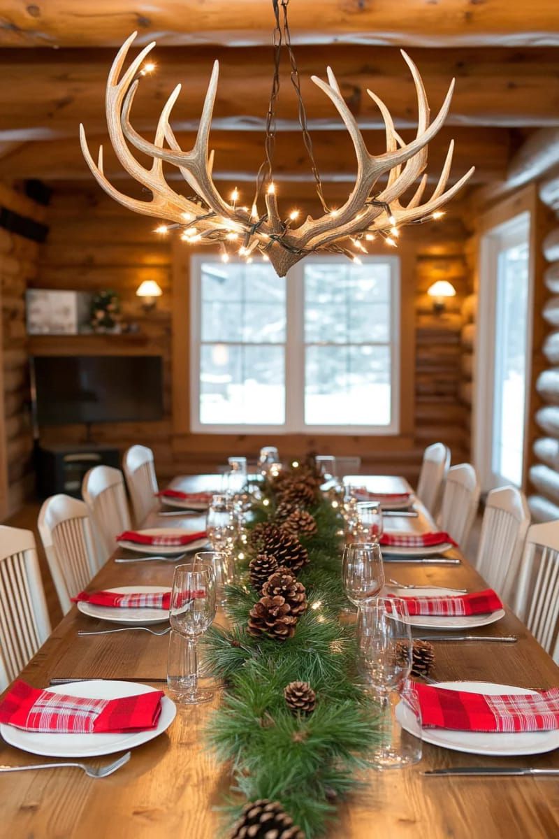 3. Antler Chandelier With Twinkling Lights