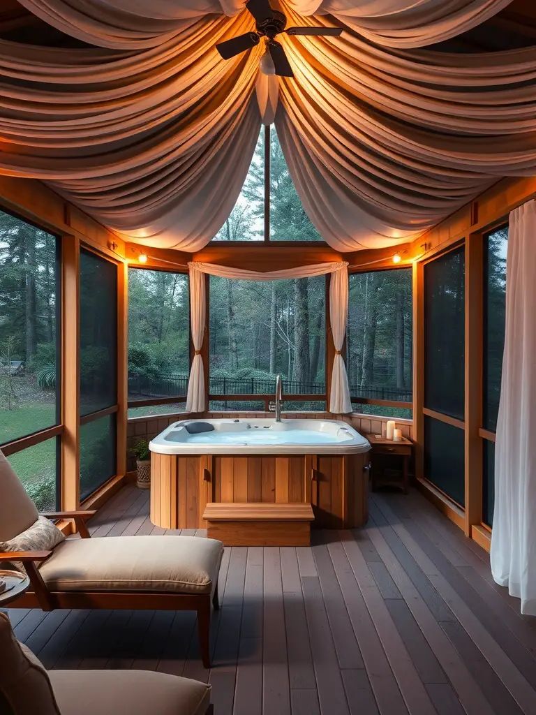 24. Screened Porch Featuring a Relaxing Hot Tub