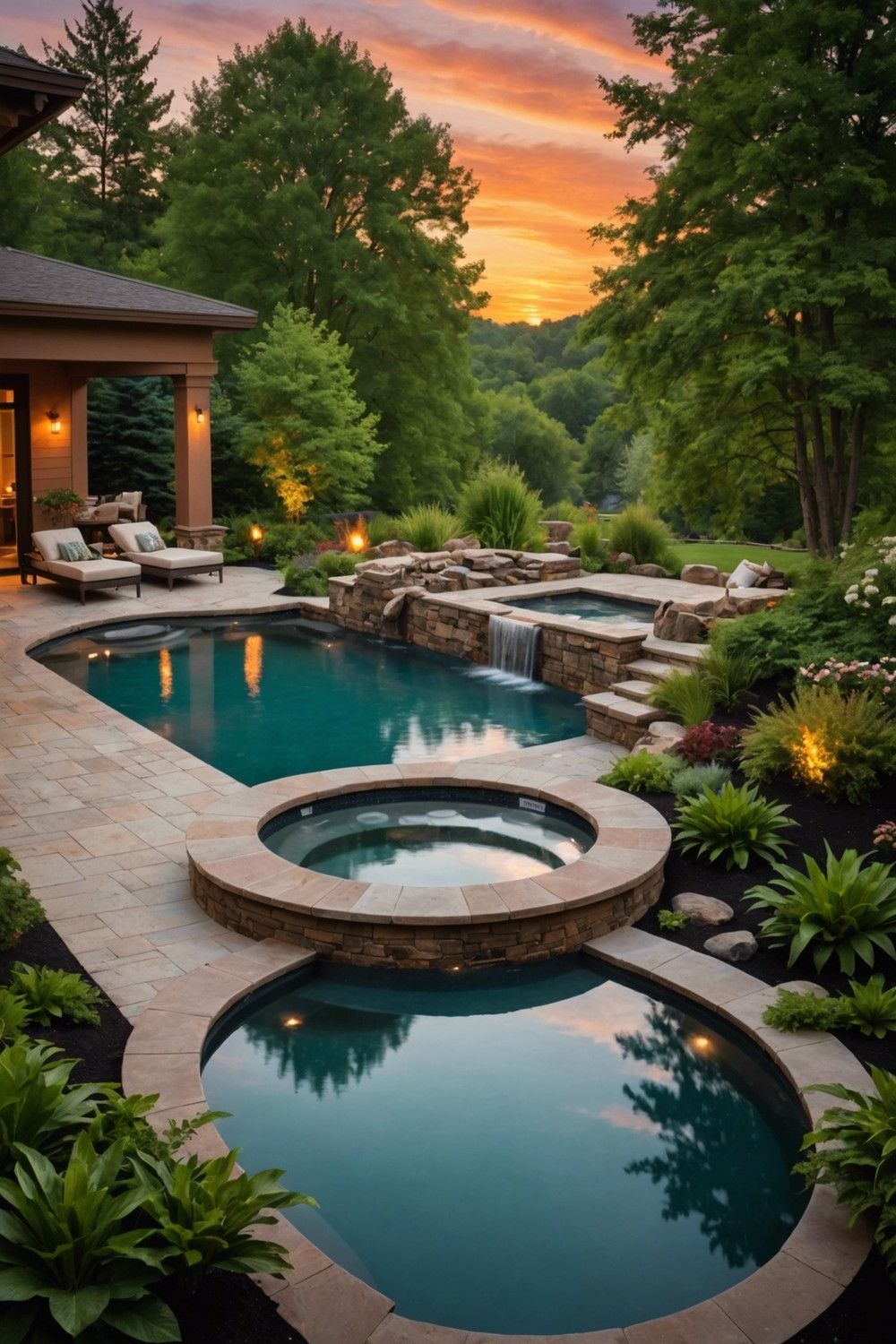 Raised Pools Combining Infinity Edge and Hot Tub