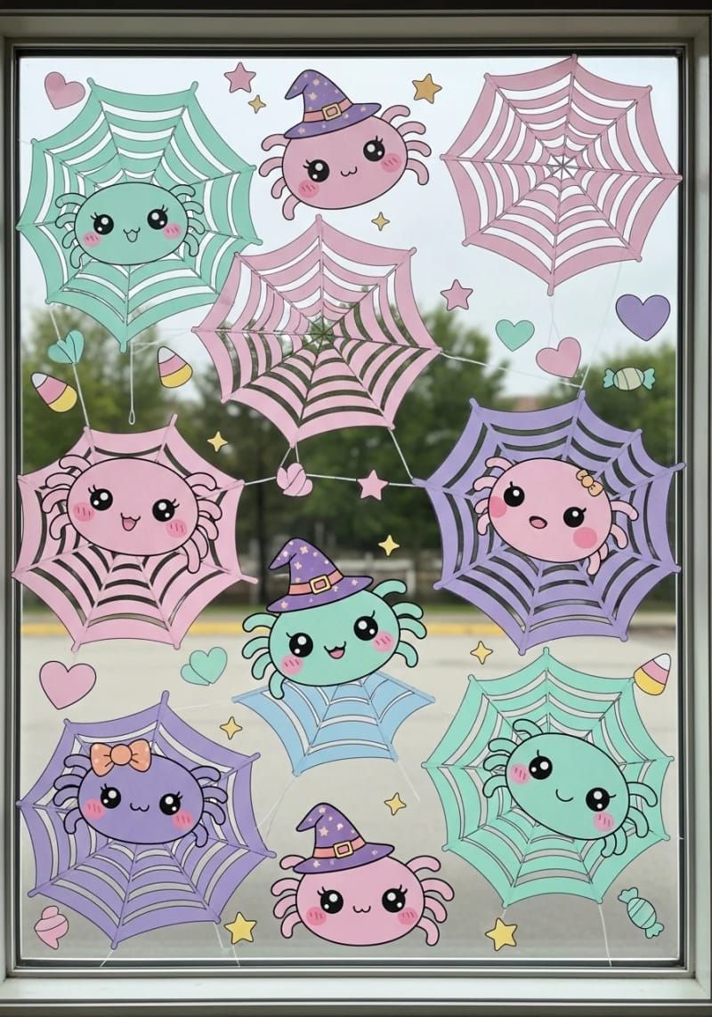 5. Cute Spider Web Window Clings